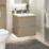 Newland  Double Drawer Wall-Mounted Vanity Unit with Basin Effect Natural Oak 500mm x 450mm x 540mm
