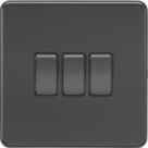Knightsbridge  10AX 3-Gang 2-Way Light Switch  Matt Black