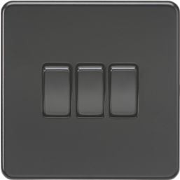 Knightsbridge  10AX 3-Gang 2-Way Light Switch  Matt Black