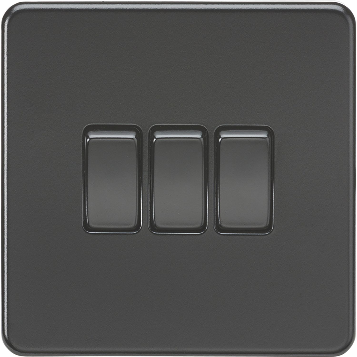 Knightsbridge 10AX 3-Gang 2-Way Light Switch Matt Black (954TX)