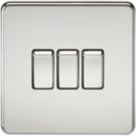Knightsbridge  10AX 3-Gang 2-Way Light Switch  Polished Chrome