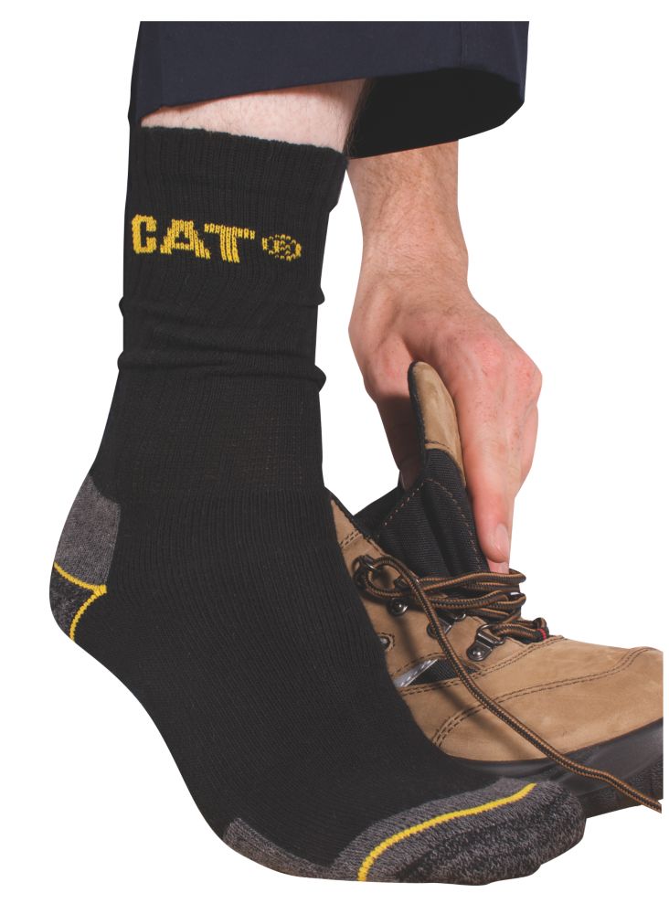 DEWALT Men's Heavy-Duty Cotton Work Socks, Fully Cushioned, Reinforced  Heel/Toe, 2-pk, Black