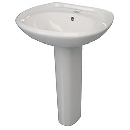 Basin-to-Go Full Pedestal Bathroom Basin 1 Tap Hole 570mm