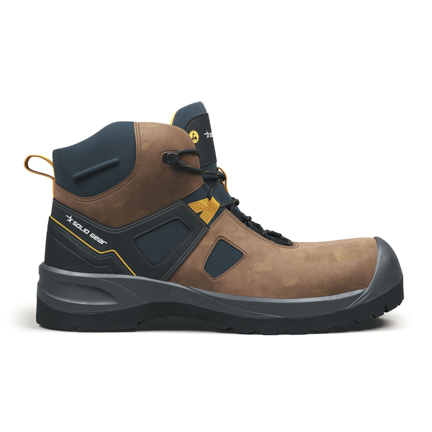 Solid Gear Essence Mid Size 12 Brown Water-Resistant Safety Boots (955AF)