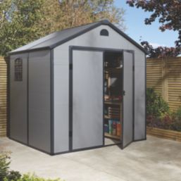Rowlinson Airevale 7' 6" x 6' (Nominal) Apex Plastic Storage Shed Light Grey
