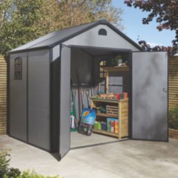 Rowlinson Airevale 7' 6" x 6' (Nominal) Apex Plastic Storage Shed Light Grey