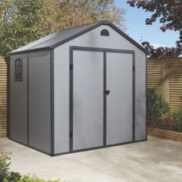 Rowlinson Airevale 7' 6" x 6' (Nominal) Apex Plastic Storage Shed Light Grey