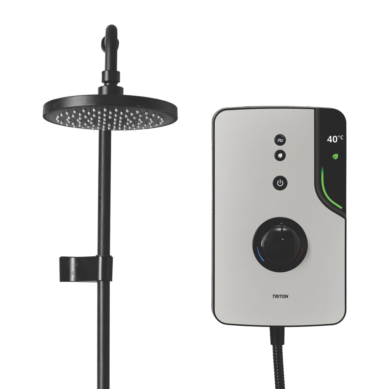 Triton ENlight Black 9.5kW Thermostatic Overhead Shower with UNIQ Kit (955CU)