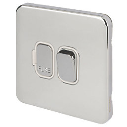 Schneider Electric Lisse Deco 13A Switched Fused Spur  Polished Chrome with White Inserts