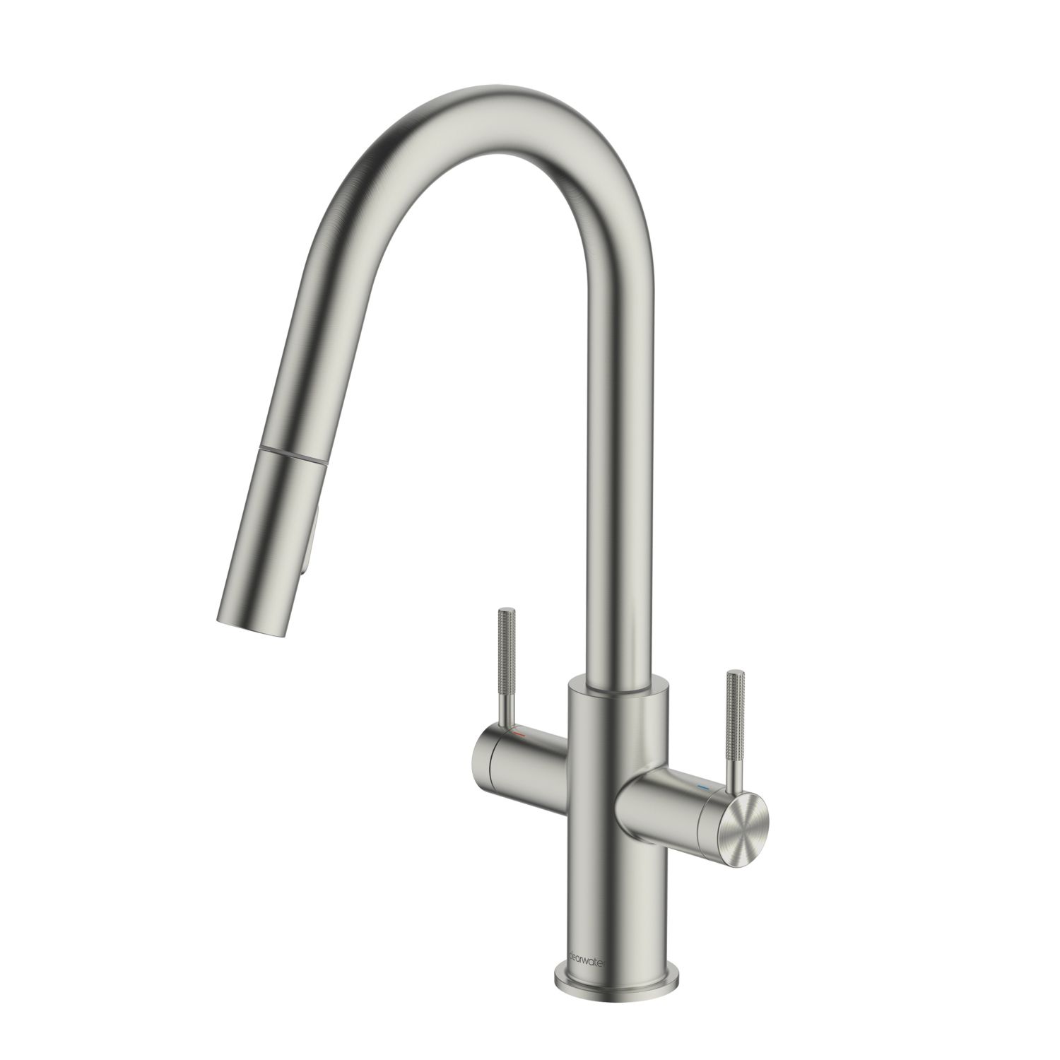 Clearwater Topaz TOP30BN Double Lever Tap with Twin Spray Pull-Out Brushed Nickel PVD (955FJ)