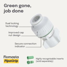 Flomasta  Plastic Push-Fit Straight Tap Connectors 15mm x 1/2" 2 Pack
