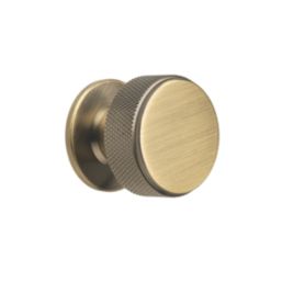 Elite Knobs & Handles Kensington Knurled Cabinet Knob Antique Brass 35mm