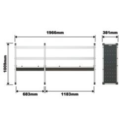 Van Guard  Universal Trade Double Van Racking Unit (4 Straight & 2 Angled Shelves) 1966mm x 381mm x 1009mm