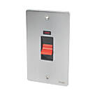 Schneider Electric Ultimate Low Profile 50A 2-Gang DP Control Switch Brushed Chrome with Neon with Black Inserts