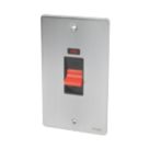 Schneider Electric Ultimate Low Profile 50A 2-Gang DP Control Switch Brushed Chrome with Neon with Black Inserts