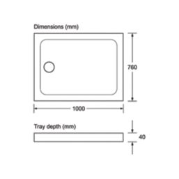 Mira Flight Low Rectangular Shower Tray White 1000mm x 760mm x 40mm