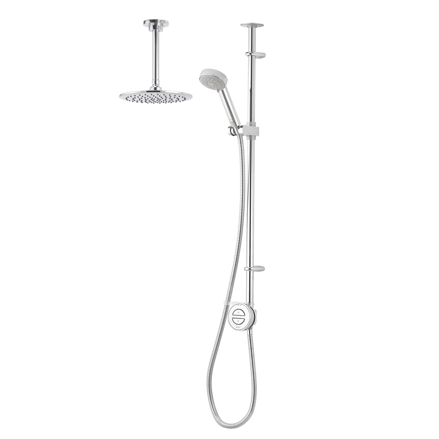 Aqualisa Smart Link HP/Combi Ceiling-Fed Chrome Thermostatic Dual Outlet Exposed Smart Shower with Fixed Head (956AJ)