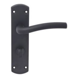 Cooke & Lewis Corfe Fire Rated WC Lever on Backplate Handle Pair Matt Black