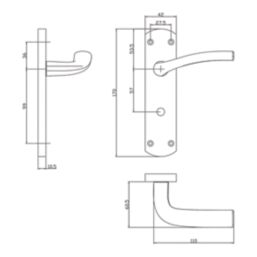 Cooke & Lewis Corfe Fire Rated WC Lever on Backplate Handle Pair Matt Black