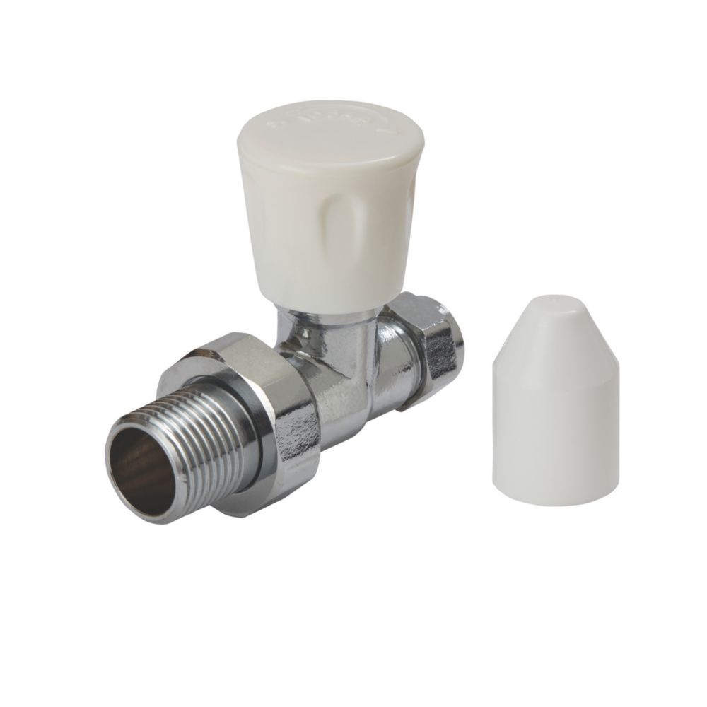 Flomasta  White Straight Manual Radiator Valve  10mm x 21mm