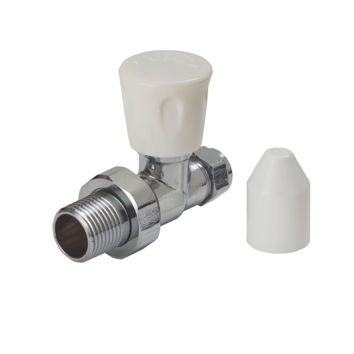 Flomasta 10mm x 21mm White/Chrome Straight Modern Manual Radiator Valve Head & Body (956FW)