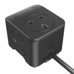 Masterplug 13A 3-Gang Unswitched Surge-Protected Extension Lead
 + 3A 2-Outlet Type C USB Charger Matt Black 2m