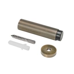 Eclipse Cylindrical Knurled Wall Mounted Projection Door Stop 20 x 83mm Antique Brass