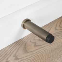 Eclipse Cylindrical Knurled Wall Mounted Projection Door Stop 20 x 83mm Antique Brass