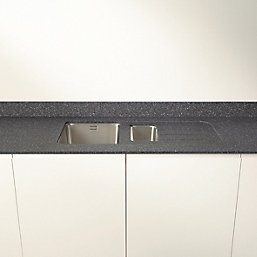 Metis  Black Worktop Module with 1.5 Bowl Stainless Steel Sink 3050mm x 620mm x 15mm