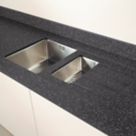Metis  Black Kitchen Worktop with 1.5 Bowl Stainless Steel Sink 3050mm x 620mm x 15mm