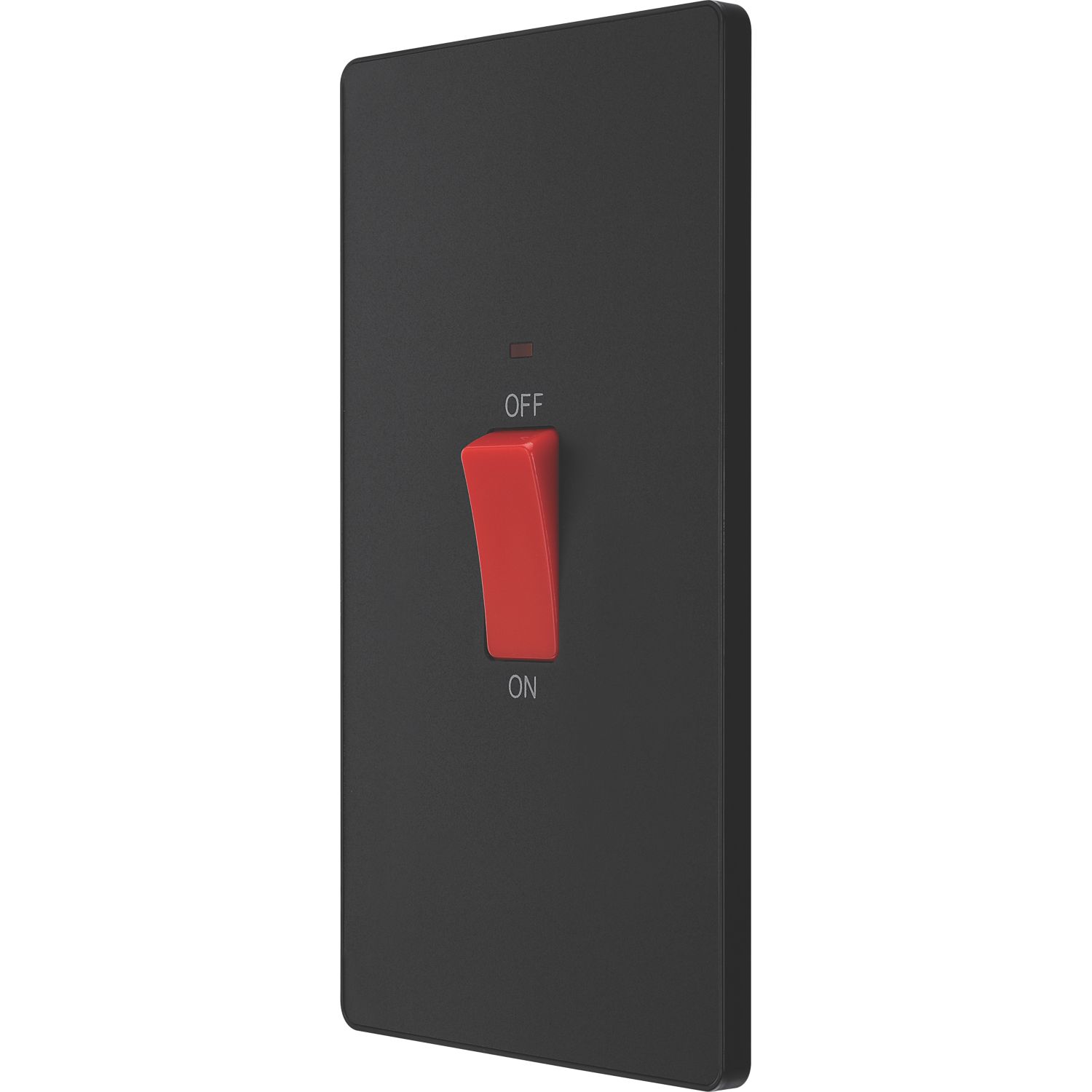 British General Evolve 45A 1-Gang 2-Pole Cooker Switch Matt Black with LED with Black Inserts (956PY)