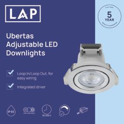 LAP Ubertas Tilt  LED Downlight Polished Chrome 4W 420lm