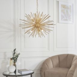 Quay Design Peacock LED 9-Light Ceiling Light Satin Brushed Gold 18W 200lm