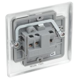 British General Nexus Metal 2A 1-Gang Unswitched Round Pin Socket Brushed Steel with Graphite Inserts