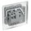 British General Nexus Metal 2A 1-Gang Unswitched Round Pin Socket Brushed Steel with Graphite Inserts
