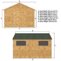 Mercia Modular 10' x 11' 6" (Nominal) Apex Shiplap T&G Timber Workshop