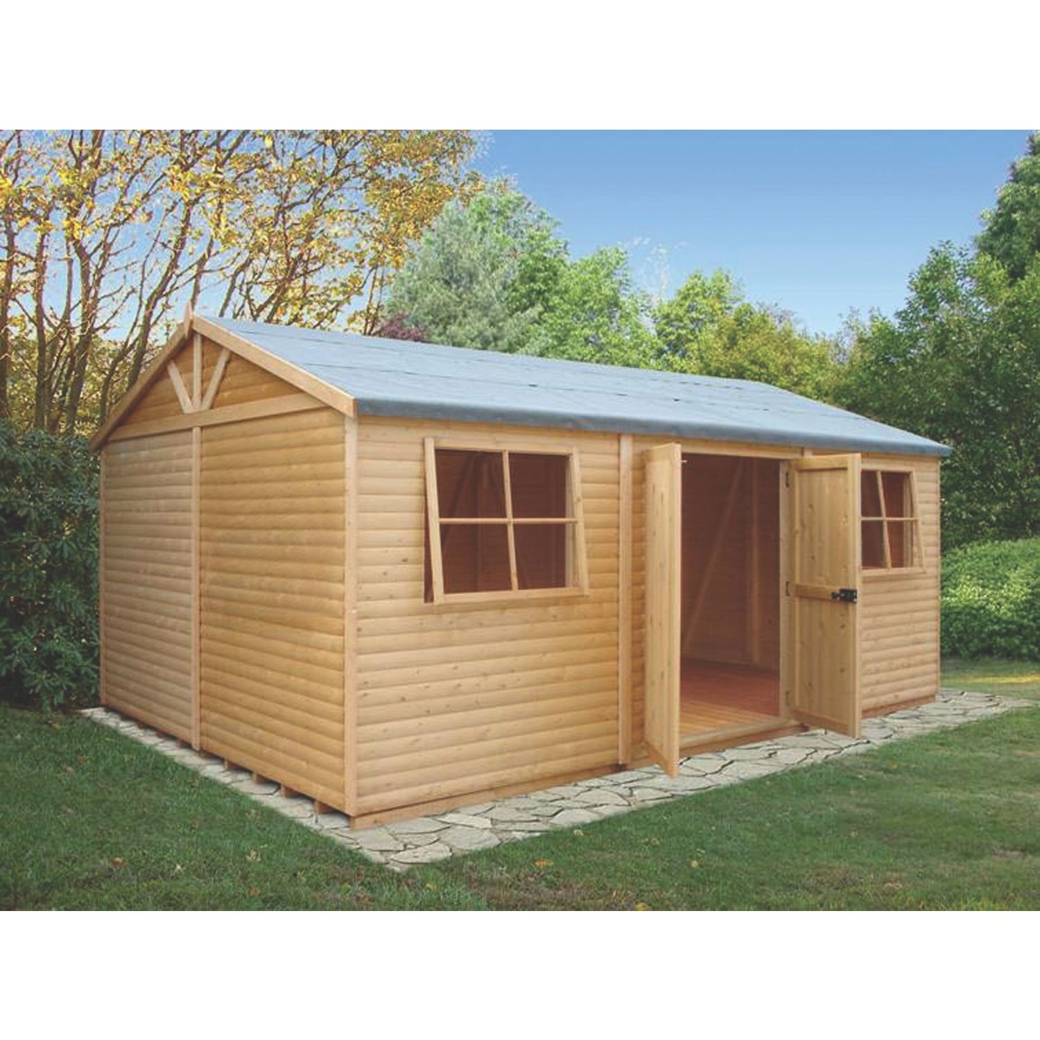 Shire 15' x 10' 6" (Nominal) Apex Tongue & Groove Timber Workshop with Assembly (95768)