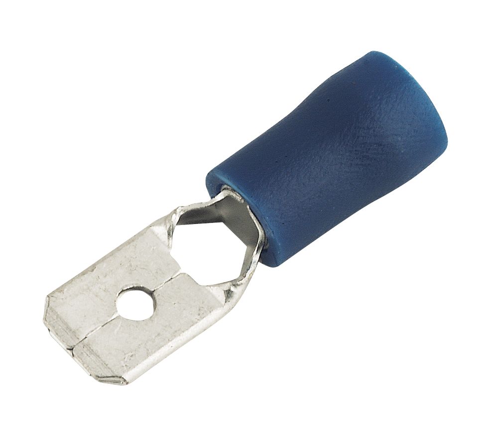 Insulated Blue 6.3mm Push On M Crimp 100 Pack Screwfix