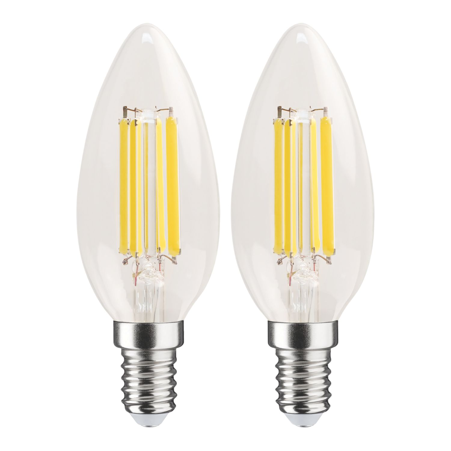 LAP E14 Candle LED Light Bulb Clear 470lm 2.2W 2 Pack (957CF)