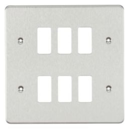Knightsbridge  6-Module Grid Faceplate Brushed Chrome