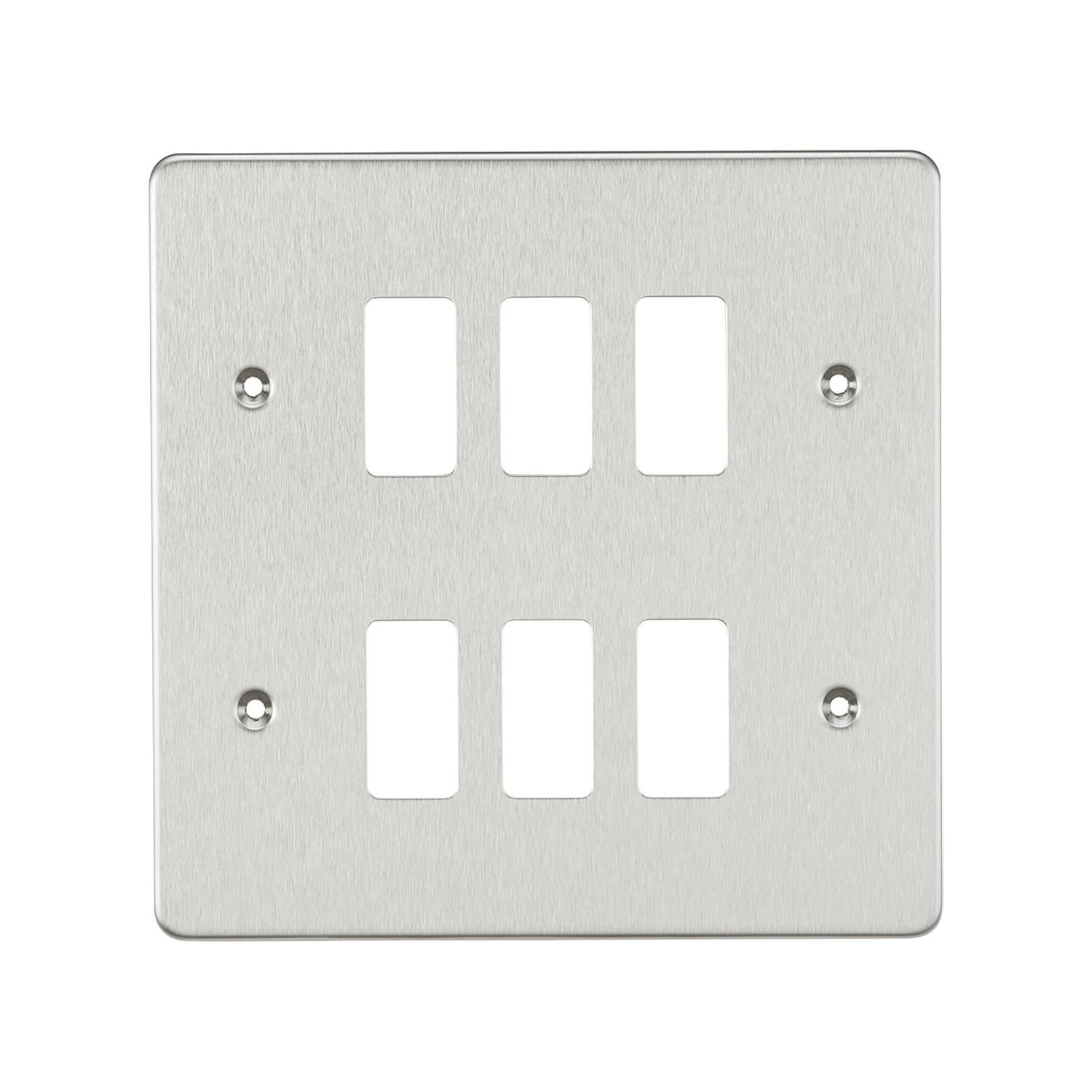 Knightsbridge 6-Module Grid Faceplate Brushed Chrome (957CR)