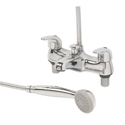 Refurb Swirl Conventional Chrome 92mm Deck Mounted Dual Control Manual Shower Mixer Tap