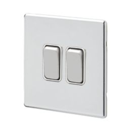 MK Aspect 10AX 2-Gang 2-Way Switch  Polished Chrome with White Inserts