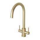 ETAL Dart Twin Lever Kitchen Mixer Tap Brushed Brass