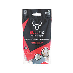 Bullfix Universal Heavy Duty Mirror/Picture Hanging Kit  x 44mm White 4 Pack