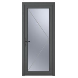 Crystal  Fully Glazed 1-Obscure Light Right-Handed Anthracite Grey uPVC Back Door 2090mm x 920mm