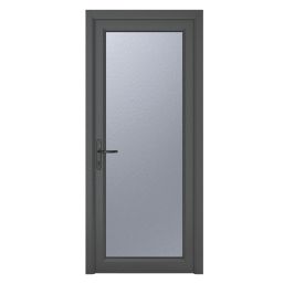Crystal  Fully Glazed 1-Obscure Light Right-Handed Anthracite Grey uPVC Back Door 2090mm x 920mm