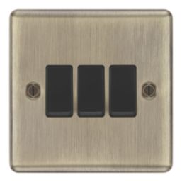LAP  20A 16AX 3-Gang 2-Way Switch  Antique Brass with Black Inserts