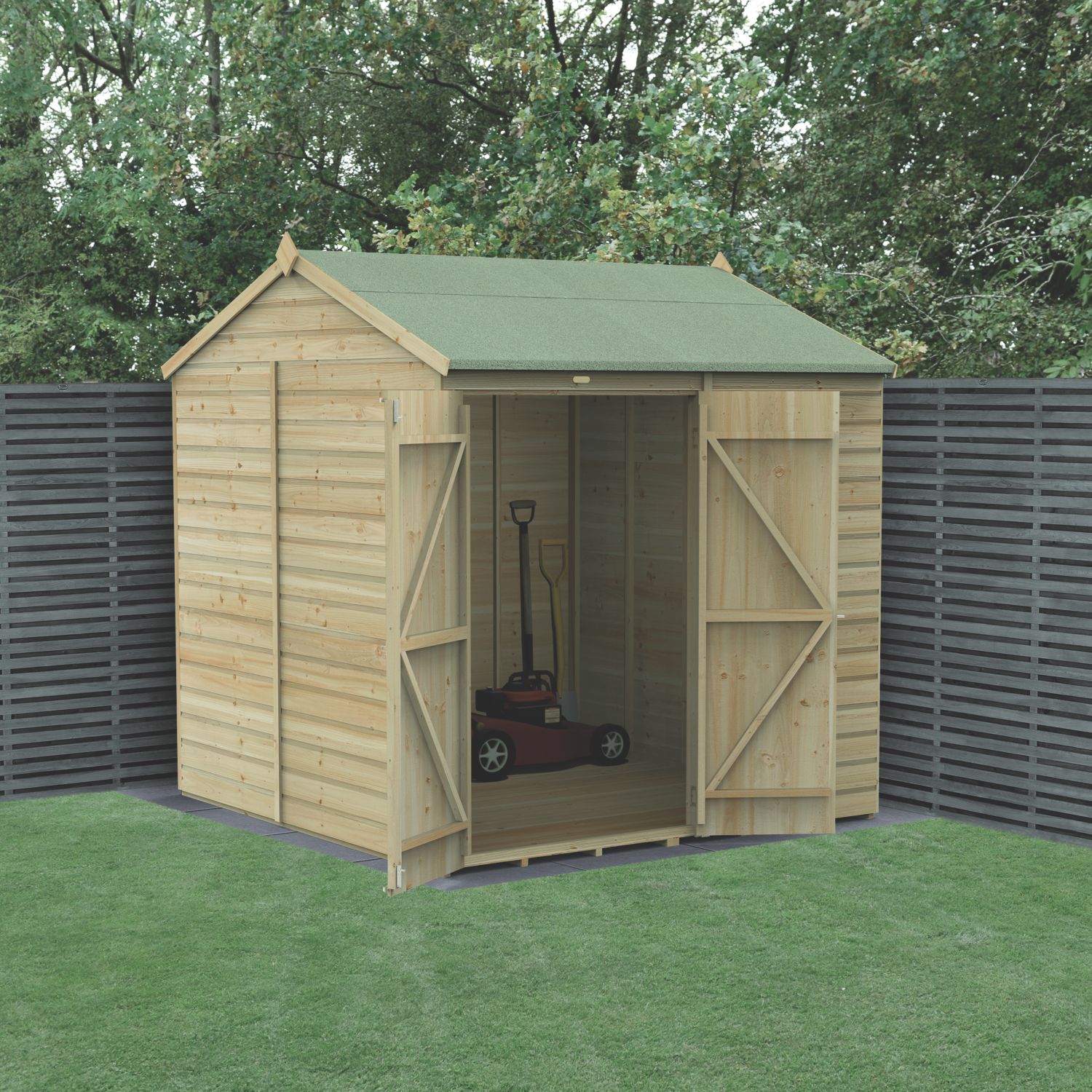 Forest Beckwood 7' x 7' (Nominal) Reverse Apex Shiplap Timber Shed with Base (957RF)