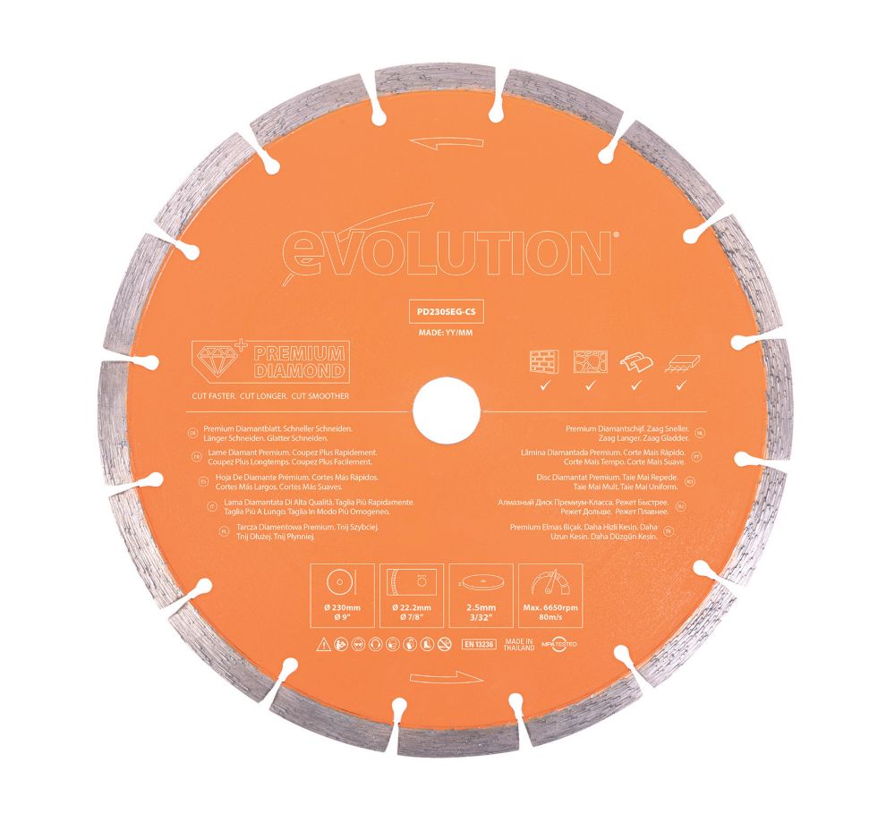 Evolution PD230SEGCS Masonry Premium Diamond Blade 230mm x 22.2mm